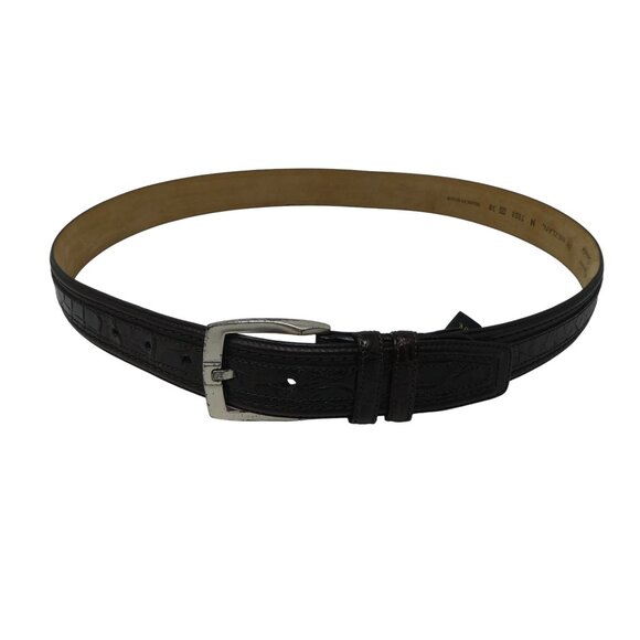 Mezlan Brown Genuine Crocodile Leather Mens Belt - Picture 2 of 9